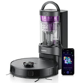 EUREKA E20 Plus Saugroboter mit 8000 Pa Saugkraft und Selbstentleerungsstation, Anti-Verhedderungsfunktion, 3D-Hindernisvermeidung, 180 Min. Laufzeit, DuoDetect KI, Schwarz