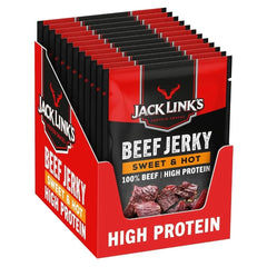Jack Link's Beef Jerky Sweet & Hot - Gewürzte getrocknete Rindfleischstreifen 12 x 60g