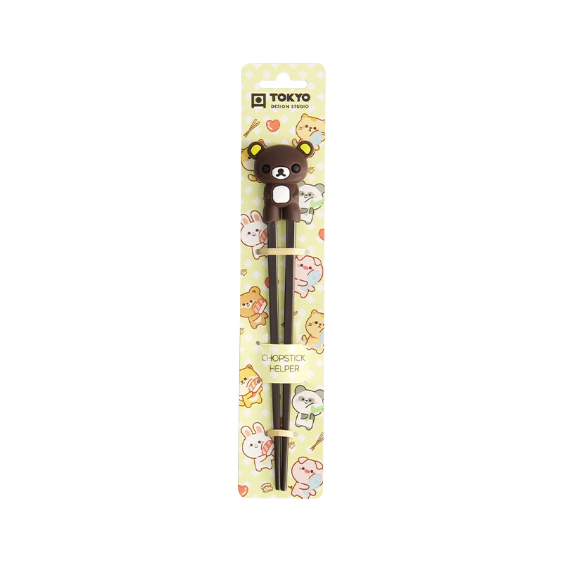 TOKYO DESIGN STUDIO Children Chopsticks - Dark Brown Bear 22cm