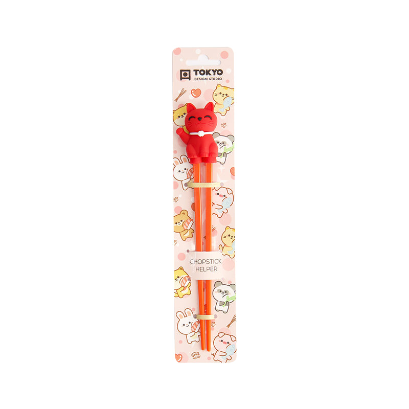 TOKYO DESIGN STUDIO Children Chopsticks Lucky Cat Red 22cm