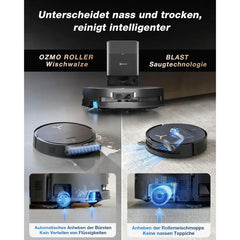 ECOVACS Saugroboter DEEBOT X9 PRO Omni, Mit Wischfunktion, 16.600 Pa, OZMO Roller, ZeroTangle 3.0, TruEdge 2.0, Heißwasser-Moppwäsche, Heißlufttrocknung, All-in-One Omni Station, YIKO-GPT, 1 stück - 2