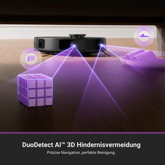 EUREKA E20 Plus Saugroboter mit 8000 Pa Saugkraft und Selbstentleerungsstation, Anti-Verhedderungsfunktion, 3D-Hindernisvermeidung, 180 Min. Laufzeit, DuoDetect KI, Schwarz - 4