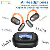 HTC NE33 OWS KI‑Sprachübersetzung Ohrhörer, kabellose Bluetooth 6.0 Ohrhörer, leuchtende Gaming‑Kopfhörer, HIFI‑Soundqualität, Full‑Color‑Display, Touchscreen, integriertes Mikrofon, kompatibel mit Handy und iPhone - 1