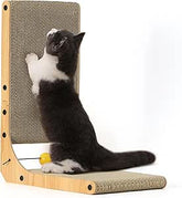Katzenkratzbrett aus hochwertigem Karton, L-Form 48 cm, Spielball, M - 1