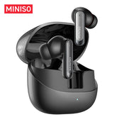 MINISO MS106 Schwarz Kabellose Bluetooth 6.0-Kopfhörer Hochwertiger Klang IPX5 Wassergeschützt, KI-Sprachübersetzung Ohrhörer, Geeignet für Büro, Sport, Lernen und Telefonate, Integriertes Mikrofon, TWS Ohrhörer - 1