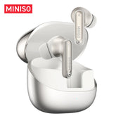 MINISO MS106 Silber Kabellose Bluetooth 6.0-Kopfhörer Hochwertiger Klang IPX5 Wassergeschützt, KI-Sprachübersetzung Ohrhörer, Geeignet für Büro, Sport, Lernen und Telefonate, Integriertes Mikrofon, TWS Ohrhörer - 1