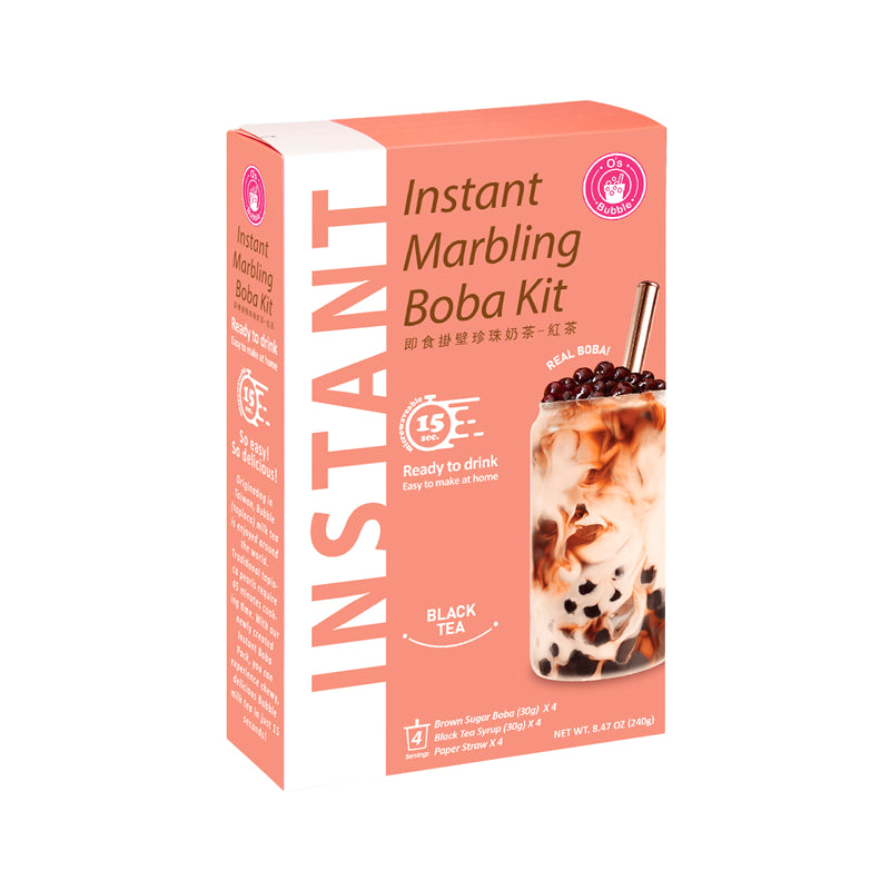 O`s BUBBLE Instant Marbling Boba Kit - Schwarzer Tee 4 x 60 g