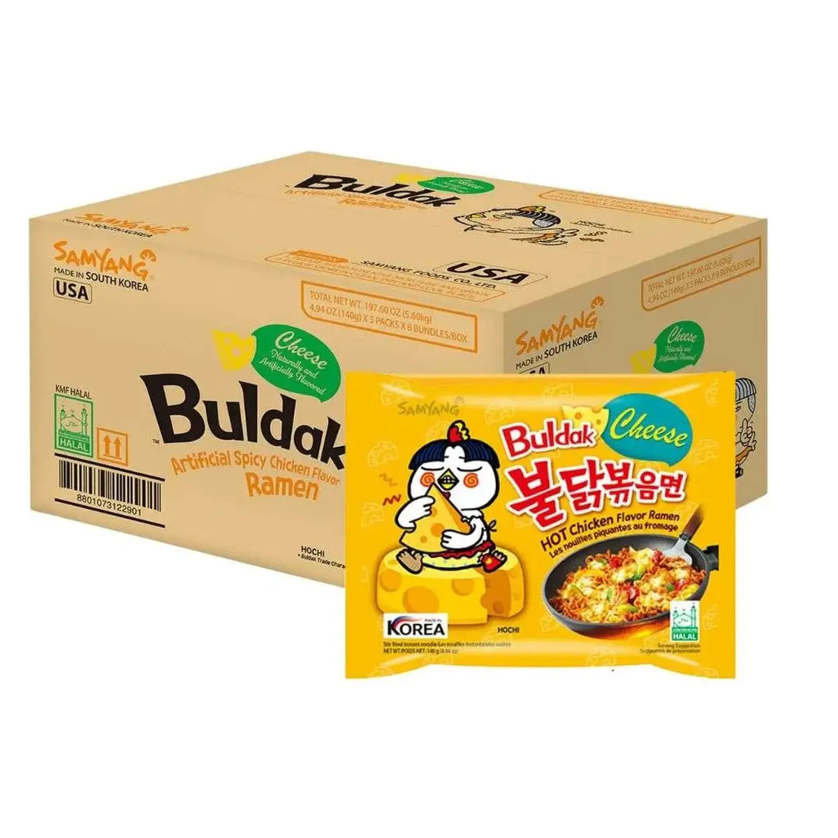 SamYang Buldak Hot Chicken Ramen mit Käse-Geschmack 5x8x140g