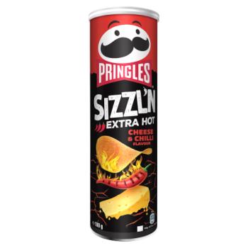 MHD:31.08.2024 Pringles Sizzl'n Extra Hot Cheese & Chilli Crisps, 180g