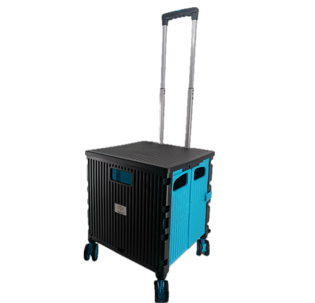 Einkaufstrolley, Klappbar, Einkaufsroller bis 35 kg, Verstellbarer Griff, Mit Rollen