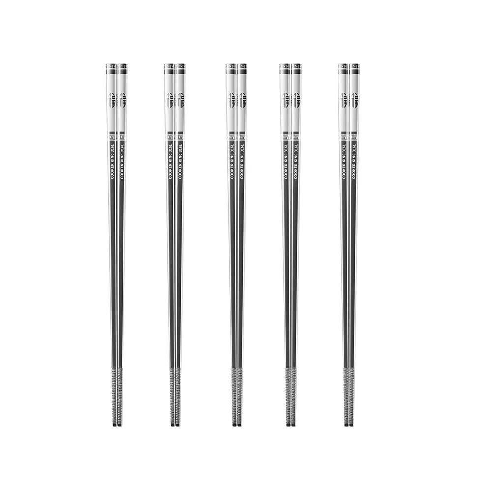 Cooker King 316 Stainless Steel Square Chopsticks - Set of 5 Pairs
