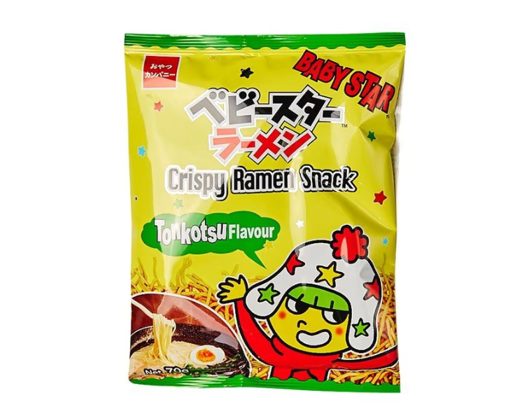 MHD:28.07.2024 Oyatsu Baby Star Crispy Ramen Snack Tonkotsu Flavor Thin 70g