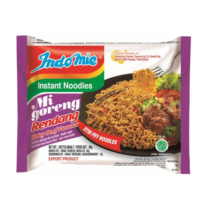 MHD:05.09.2024 Indomie Mi Goreng Rendang Spicy Beef Flavour Noodle 80g