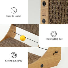 Katzenkratzbrett aus hochwertigem Karton, L-Form 48 cm, Spielball, M