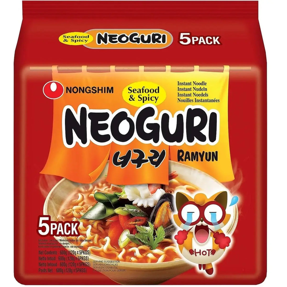Nongshim Nudeln Meeresfrüchte & Scharf Neoguri 5x120g