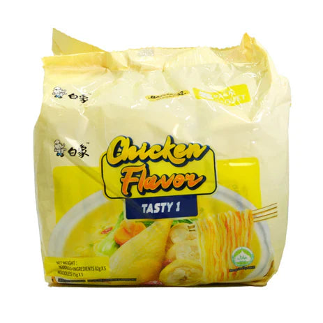 MHD:10.11.2024 BaiXiang Tasty Instant-Nudeln mit Hühnersuppe-Geschmack – 5er Pack (5 x 82g)