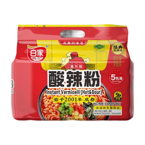 BAIJIA Süßkartoffel-Nudeln sauer-scharf 5 × 105 g