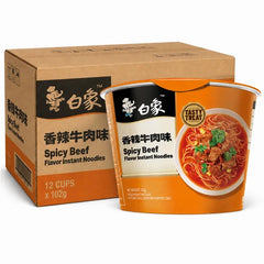 BAIXIANG Klassische Umami-Instantnudeln mit scharfem Rindfleischgeschmack, 12 Becher (ganzer Karton) 102 g × 12
