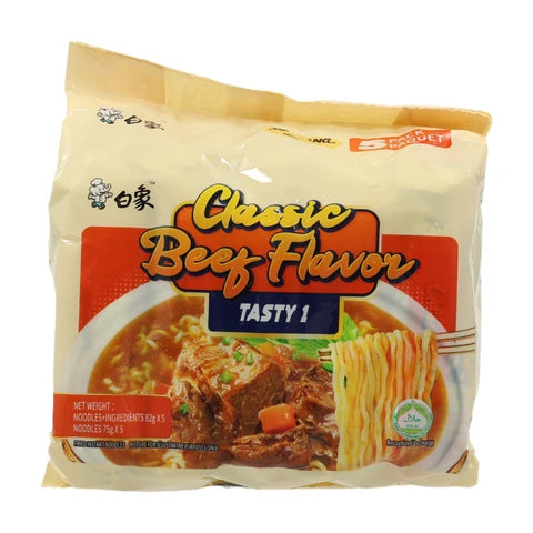 BAIXIANG Klassische Rindfleisch-Nudelsuppe, Tüten, 82 g x 5