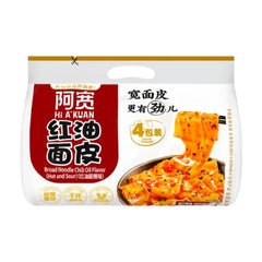 BAIJIA A-Kuan Rote-Öl-Nudeln scharf-sauer 4 × 115 g