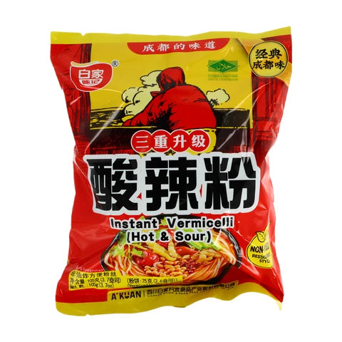 BAIJIA A-Kuan Instant-Fadennudeln scharf-sauer 105 g