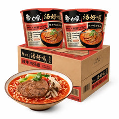 BAIXIANG Lecker Scharfes Rindfleisch-Nudelsuppe 12*102 g (ganzer Karton)