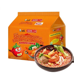 BAIXIANG Instantnudeln mit scharf-saurem Tomaten-Feuertopf-Geschmack, 5 Packungen, 123 g x 5