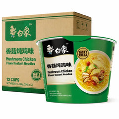BAIXIANG Instantnudeln mit klassischem Shiitake-Hühnersuppen-Geschmack und verstärktem Umami, 12 Becher (ganzer Karton) 104 g × 12