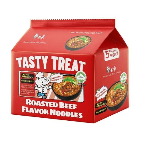 BAIXIANG Bai Xiang Instantnudeln, Geschmortes Rindfleisch-Geschmack, 5er-Pack, 84 g x 5
