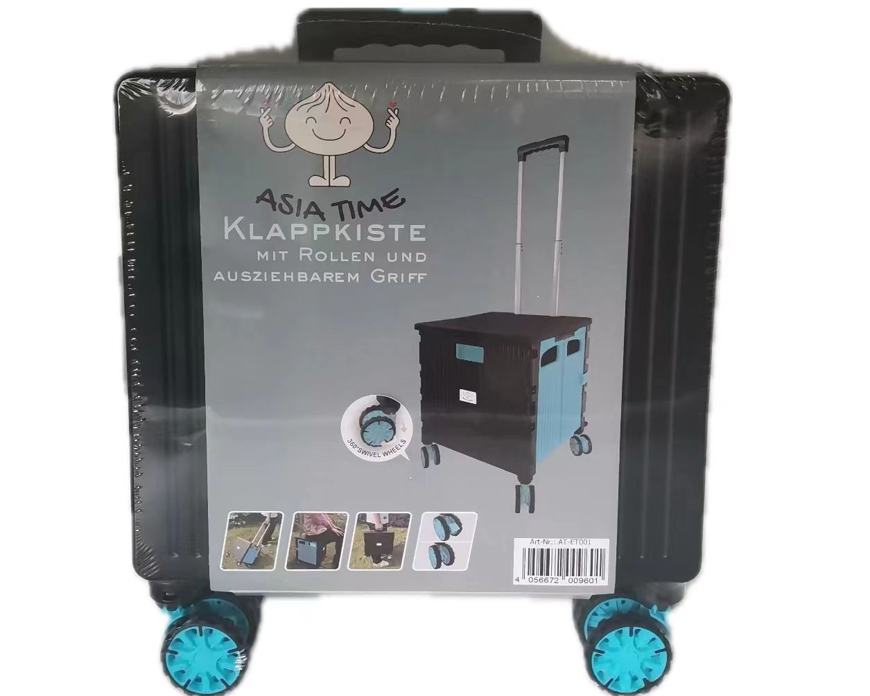 Einkaufstrolley, Klappbar, Einkaufsroller bis 35 kg, Verstellbarer Griff, Mit Rollen