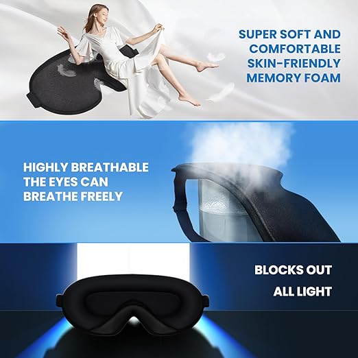3D Lichtdichte Schlafmaske aus Memory-Schaum mit Ohrstöpseln