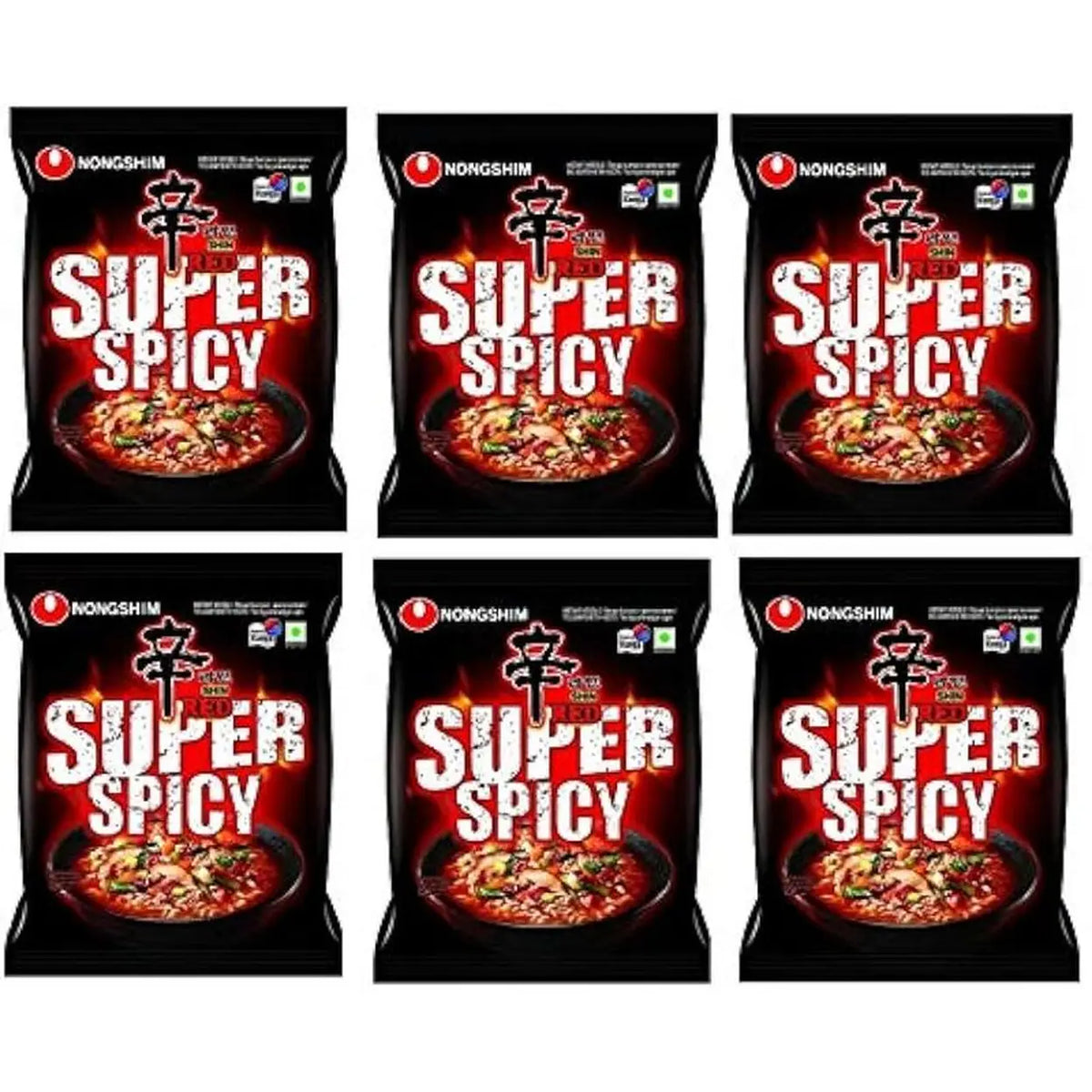 Nongshim Instantnudeln Shin Red Super Scharf 6 x 120g Super Scharfer Roter Pfeffer