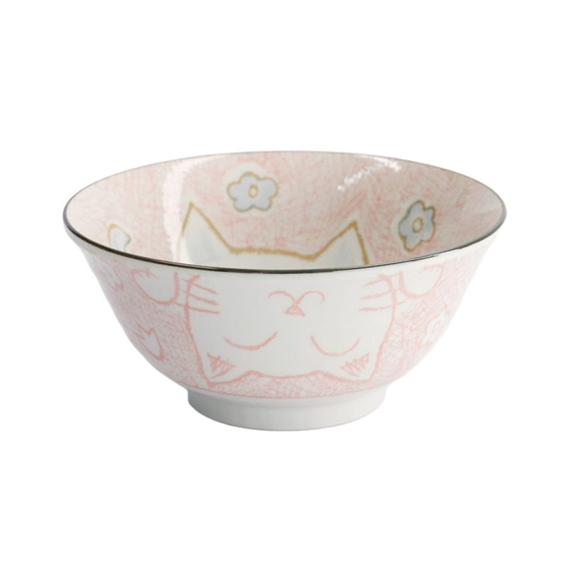 Kawaii Cat Neko Tayo Bowl 14.8x6.8cm 500ml Pink