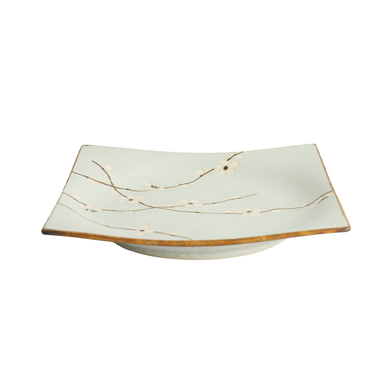 Green Soshun Square Plate 23.3x23.3x3.2cm