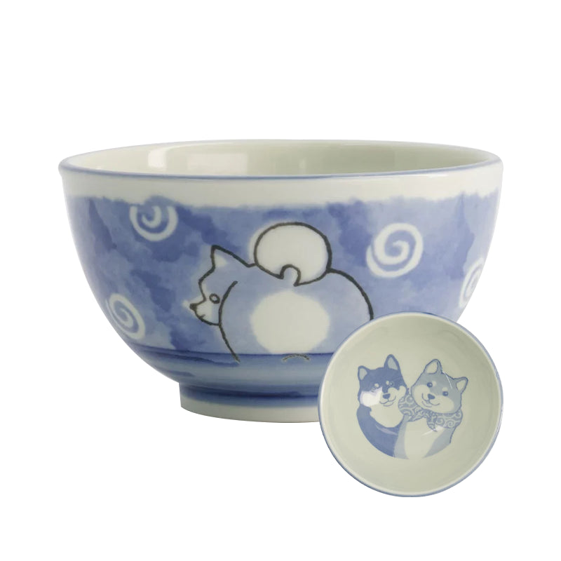 Kawaii Rice Bowl Shiba-Dog 13x8cm 400ml Blue