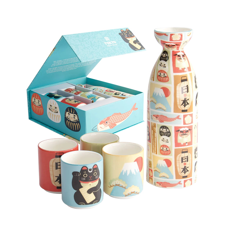 Kawaii Japan Sake Set 1:4 220/50ml Light Blue Box