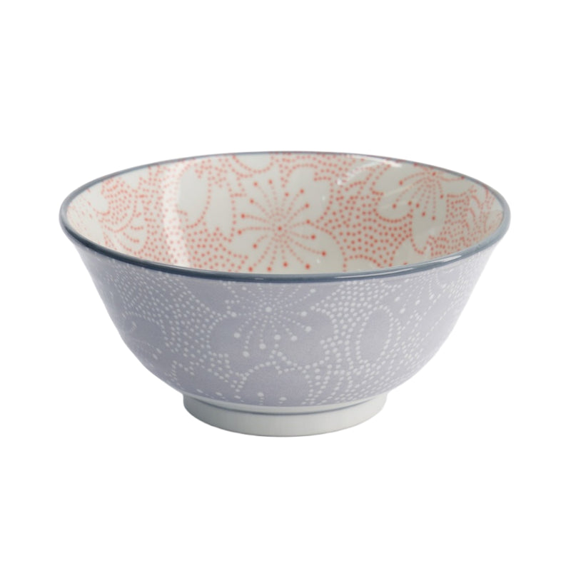 Mixed Bowls Dot Sakura 14.8x6.8cm 500ml Red/Grey