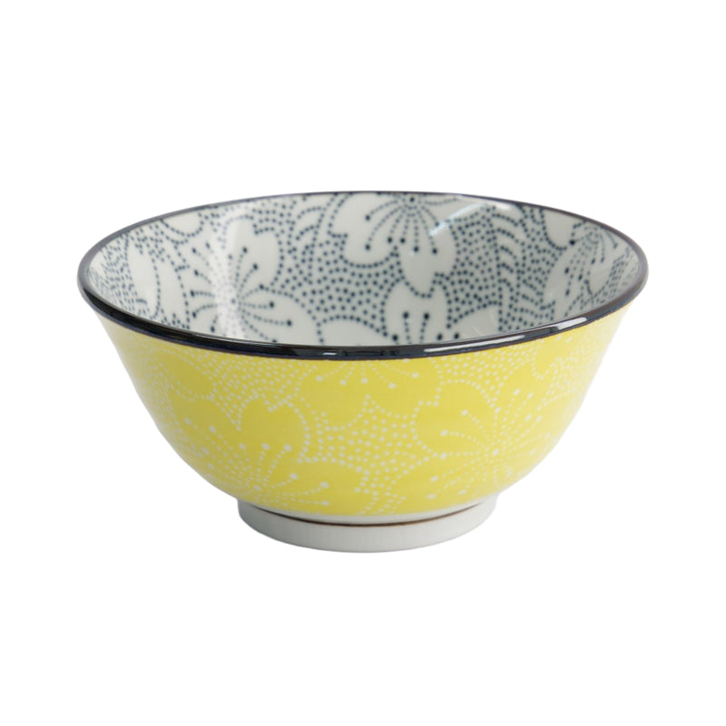 Mixed Bowls Dot Sakura 14.8x6.8cm 500ml Black/Yellow