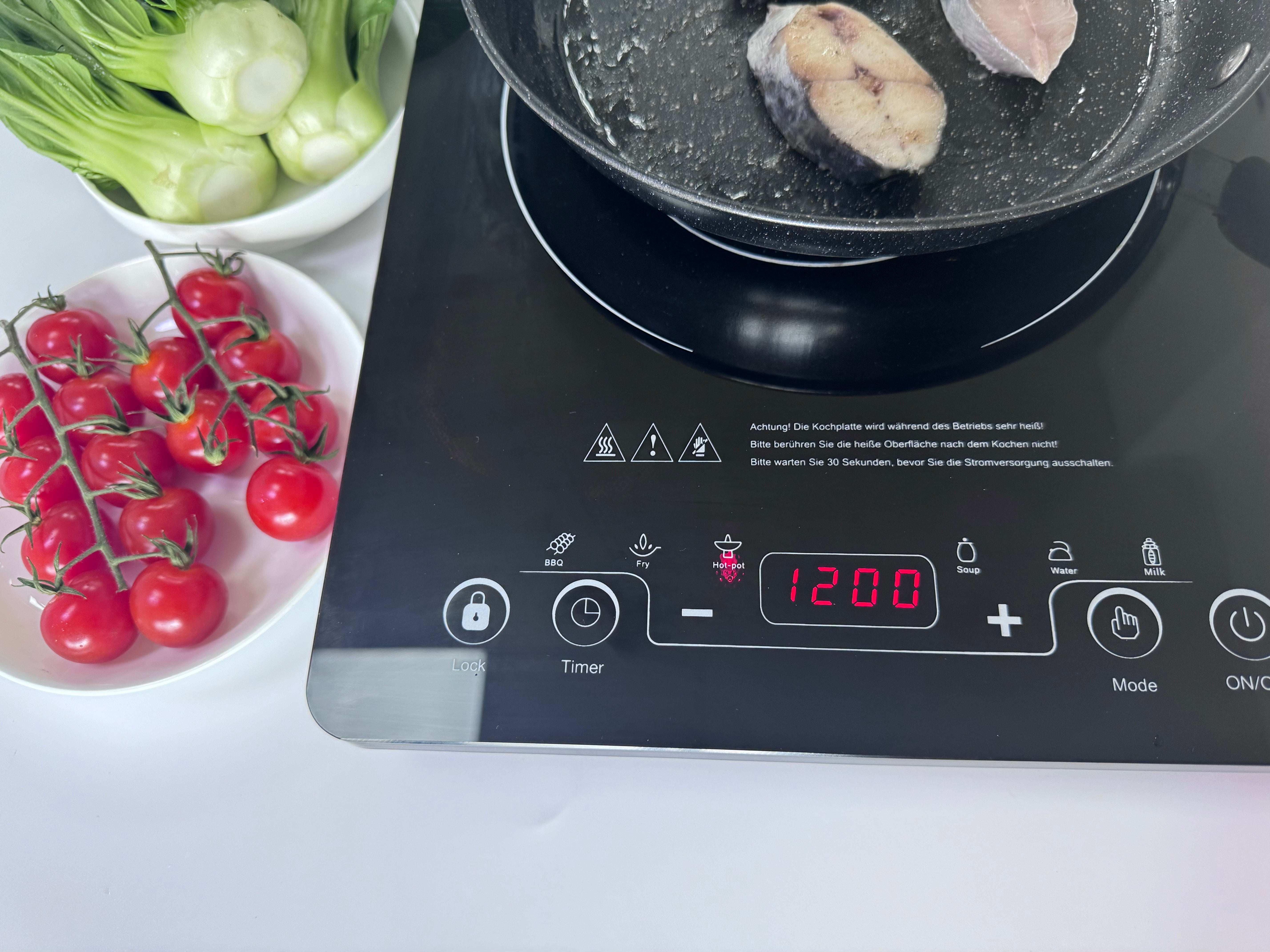 2000 Watt Induktionskochfeld 20 Temperaturstufen & 20 Leistungseinstellungen