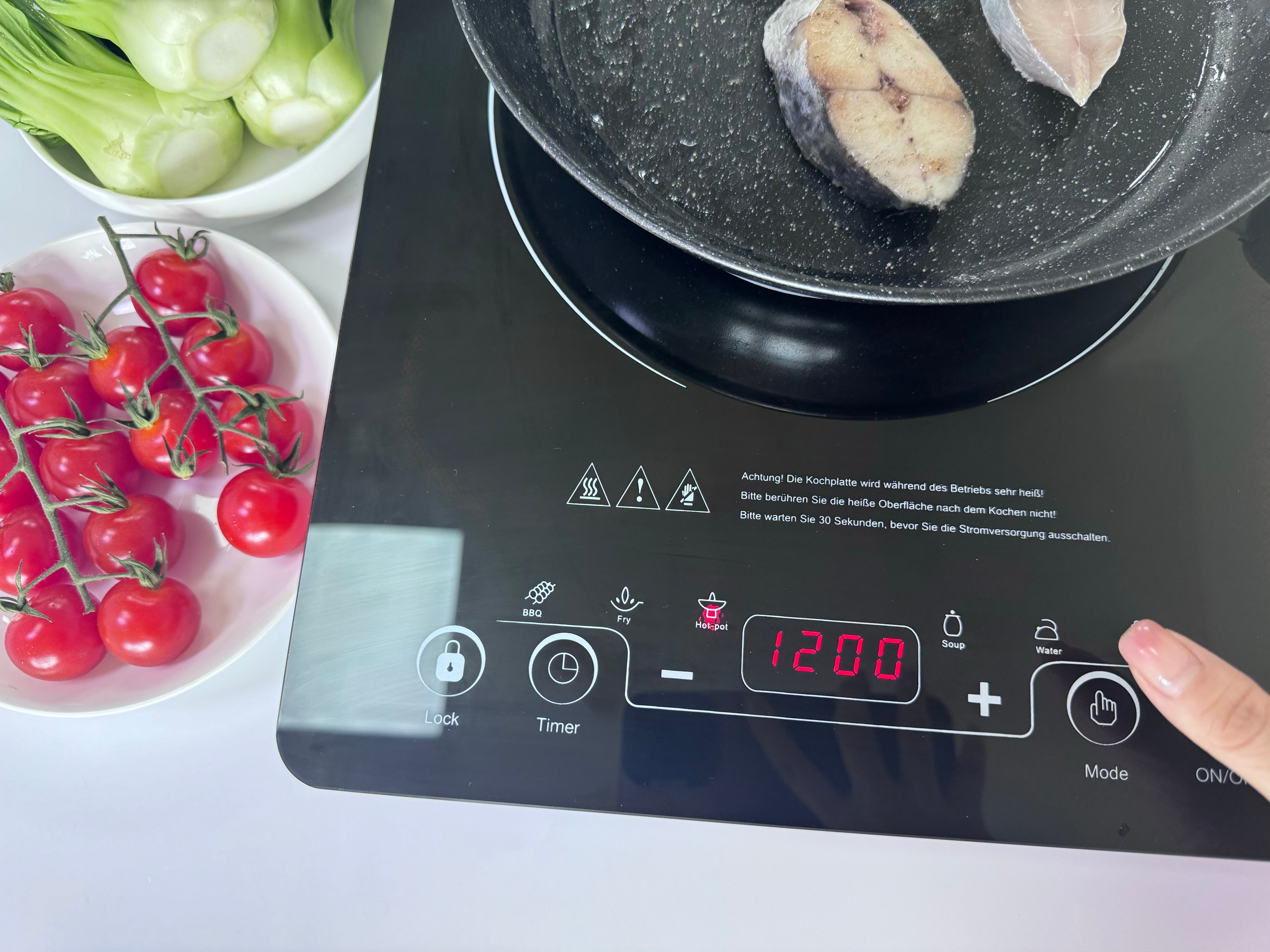 2000 Watt Induktionskochfeld 20 Temperaturstufen & 20 Leistungseinstellungen