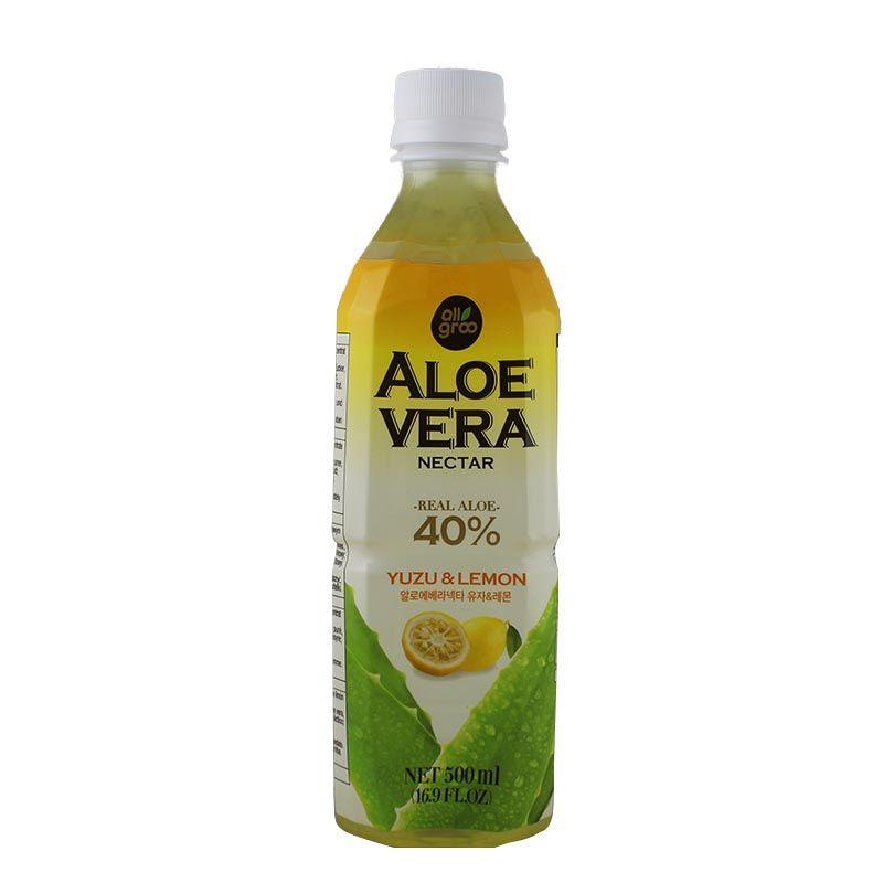 MHD:21.05.2025 Allgroo Aloe Vera Nektar mit Yuzu und Zitrone 500 ml