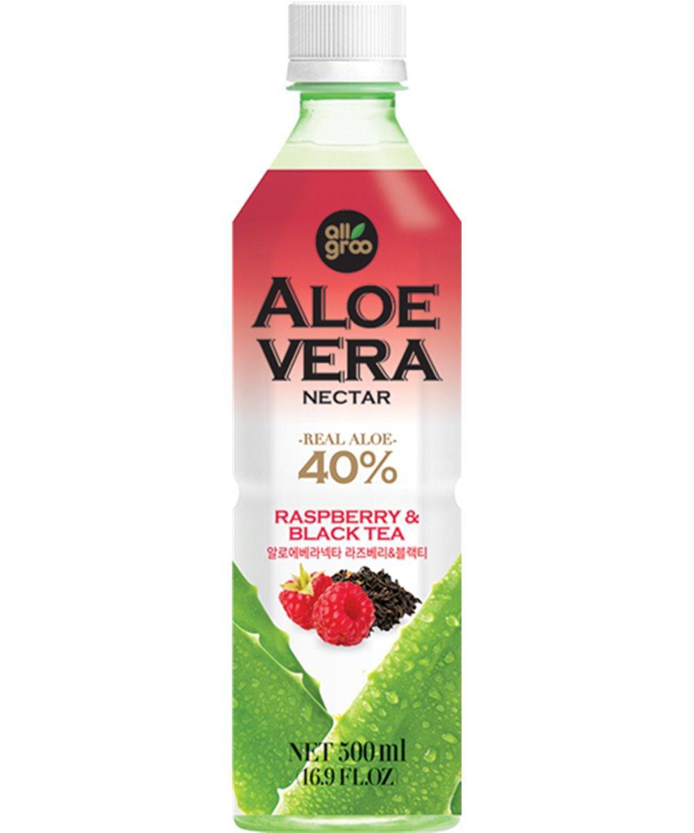 MHD:21.05.2025 ALLGROO Aloe Vera Nektar Schwarztee-Himbeere 500 ml