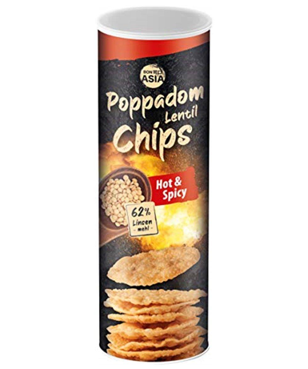 MHD:03.04.2024 BONASIA Poppadom Chips hot & Scharf 70 g
