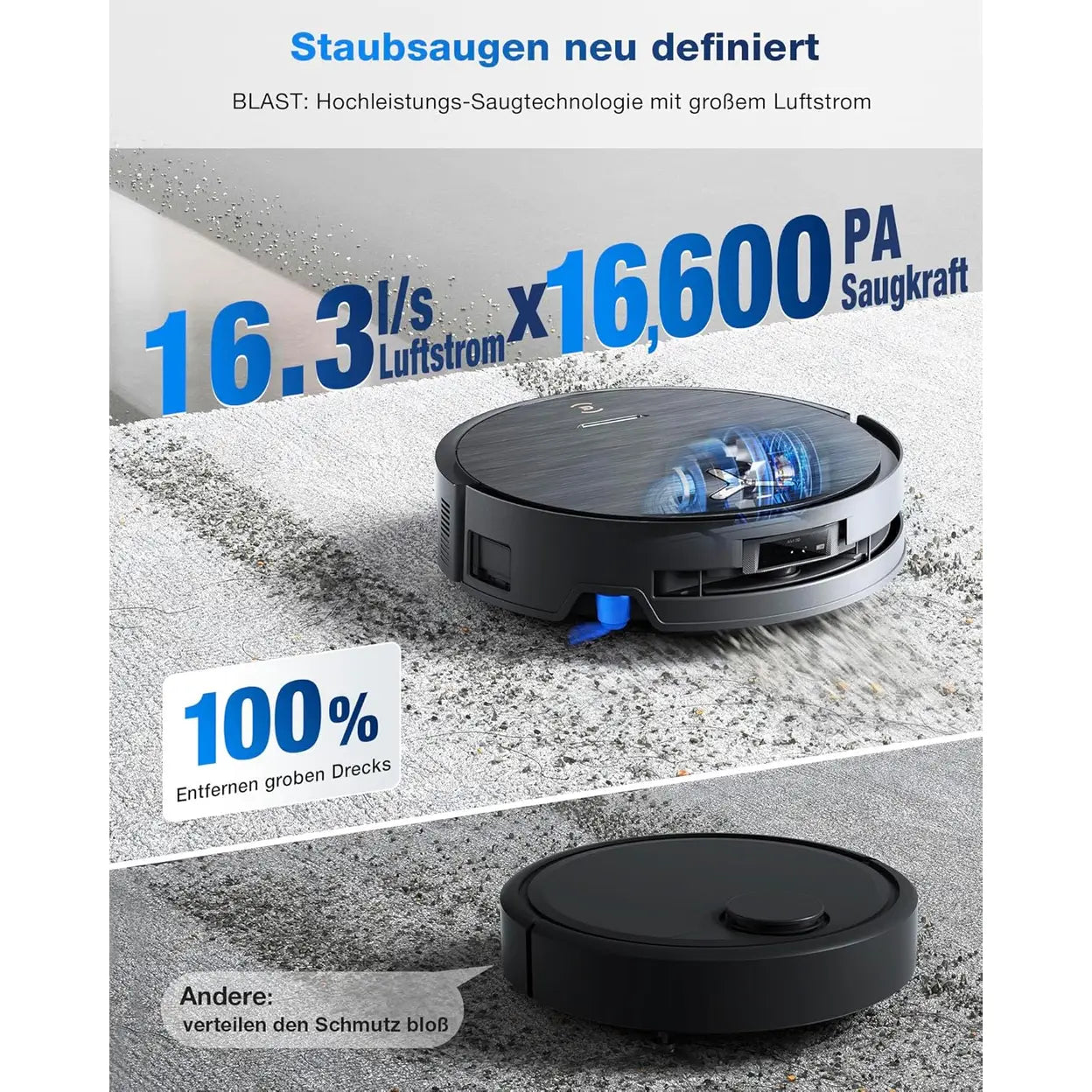 ECOVACS Saugroboter DEEBOT X9 PRO Omni, Mit Wischfunktion, 16.600 Pa, OZMO Roller, ZeroTangle 3.0, TruEdge 2.0, Heißwasser-Moppwäsche, Heißlufttrocknung, All-in-One Omni Station, YIKO-GPT, 1 stück - 5