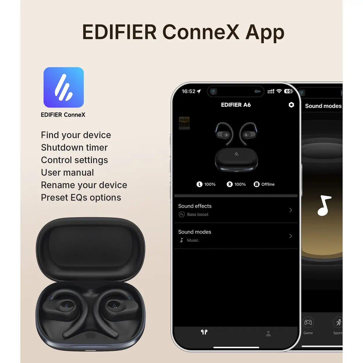 EDIFIER A6 Open-Ear Bluetooth-5.4-Kopfhörer, Schwarz - 8