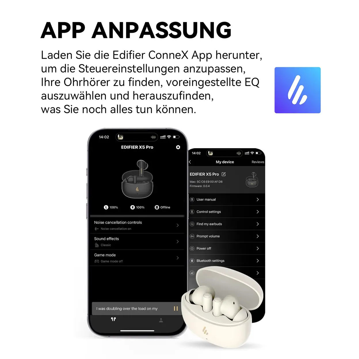 EDIFIER X5 Pro Bluetooth-5.3-Ohrhörer mit ANC, Schwarz - 7
