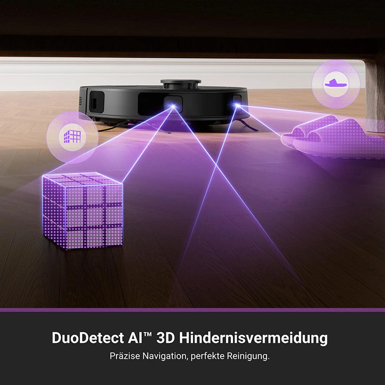 EUREKA E20 Plus Saugroboter mit 8000 Pa Saugkraft und Selbstentleerungsstation, Anti-Verhedderungsfunktion, 3D-Hindernisvermeidung, 180 Min. Laufzeit, DuoDetect KI, Schwarz - 4