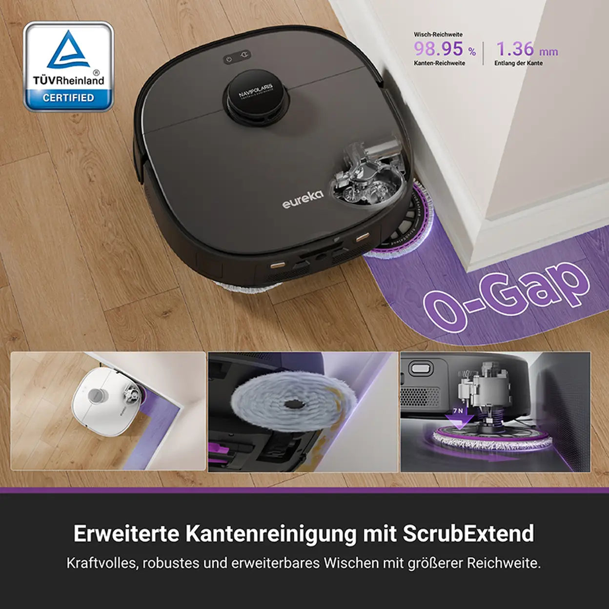 EUREKA J15 Pro Ultra Saugroboter, Saugroboter mit Wischfunktion, 16200 Pa Saugkraft, 75 °C Heißwasserreinigung, Selbstreinigung, Anti-Verhedderungs-Technologie, LDS-Navigation - 3