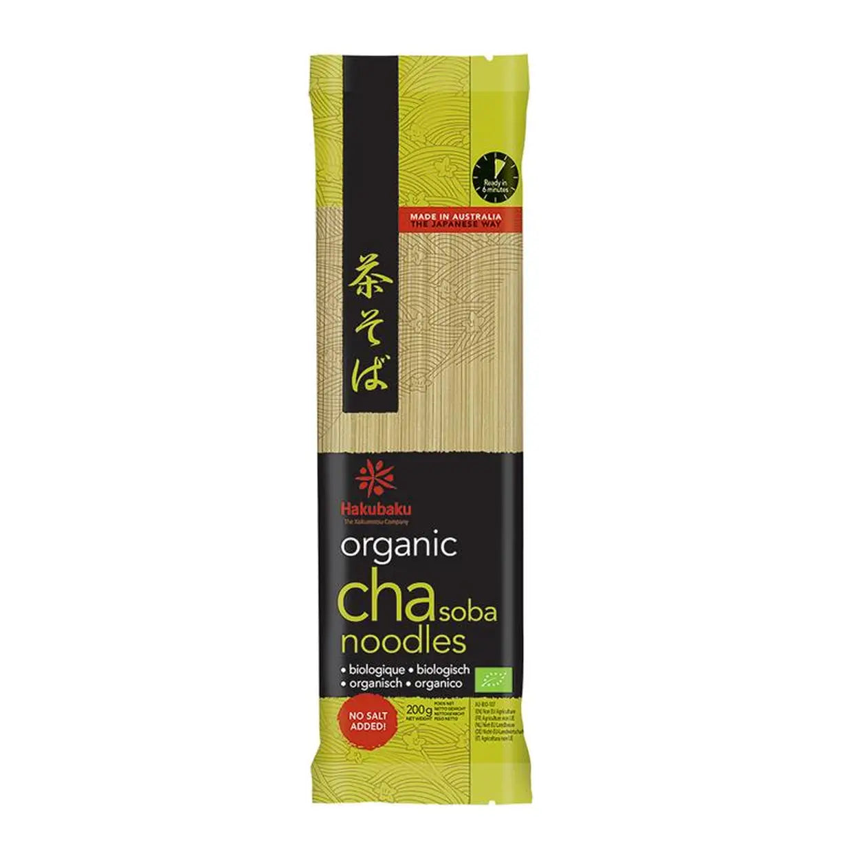 Hakubaku Cha-Soba-Nudeln mit Grüntee 200 g