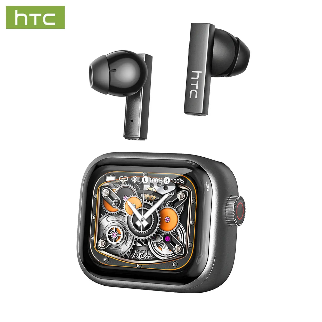 HTC NE40 Bluetooth-6.0-Ohrhörer mit LED-Display, Grau - 1